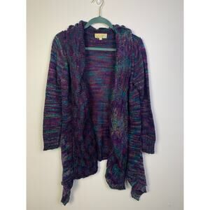 Chunky Multi Color Purple Cardigan, Size M
